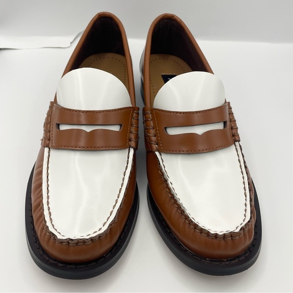 Aqua Kendl leather slip on comfy loafers women’s Size 6M brown/white - Picture 5 of 12